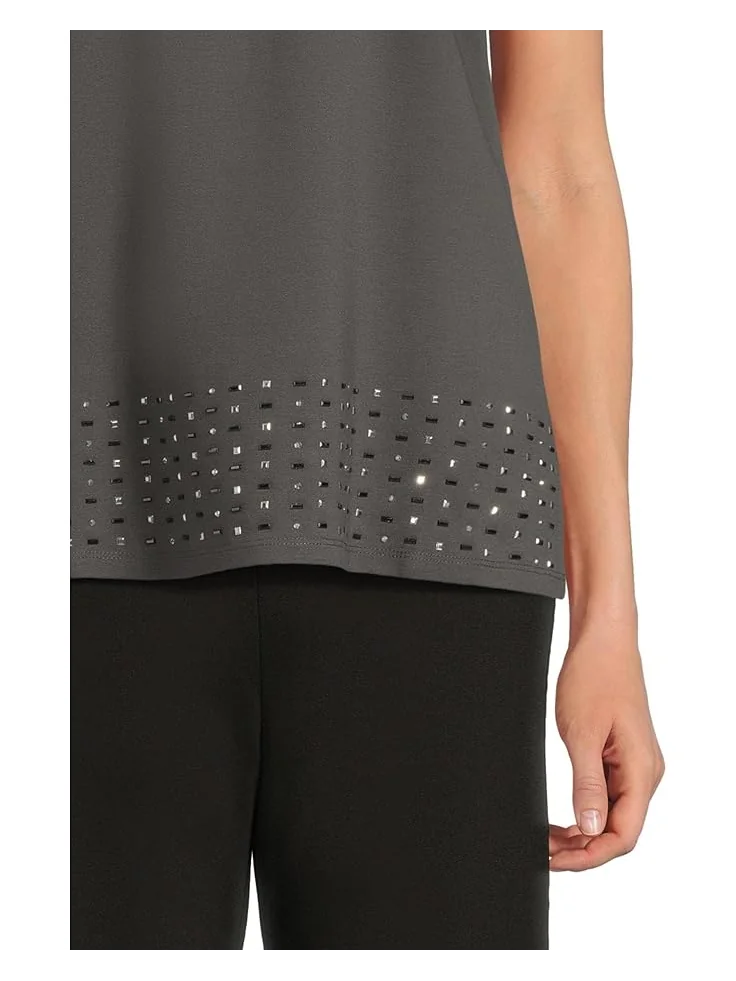 Женская блузка Vince Camuto Mock Neck Sleeveless Tunic — изображение 4 из 5, серый