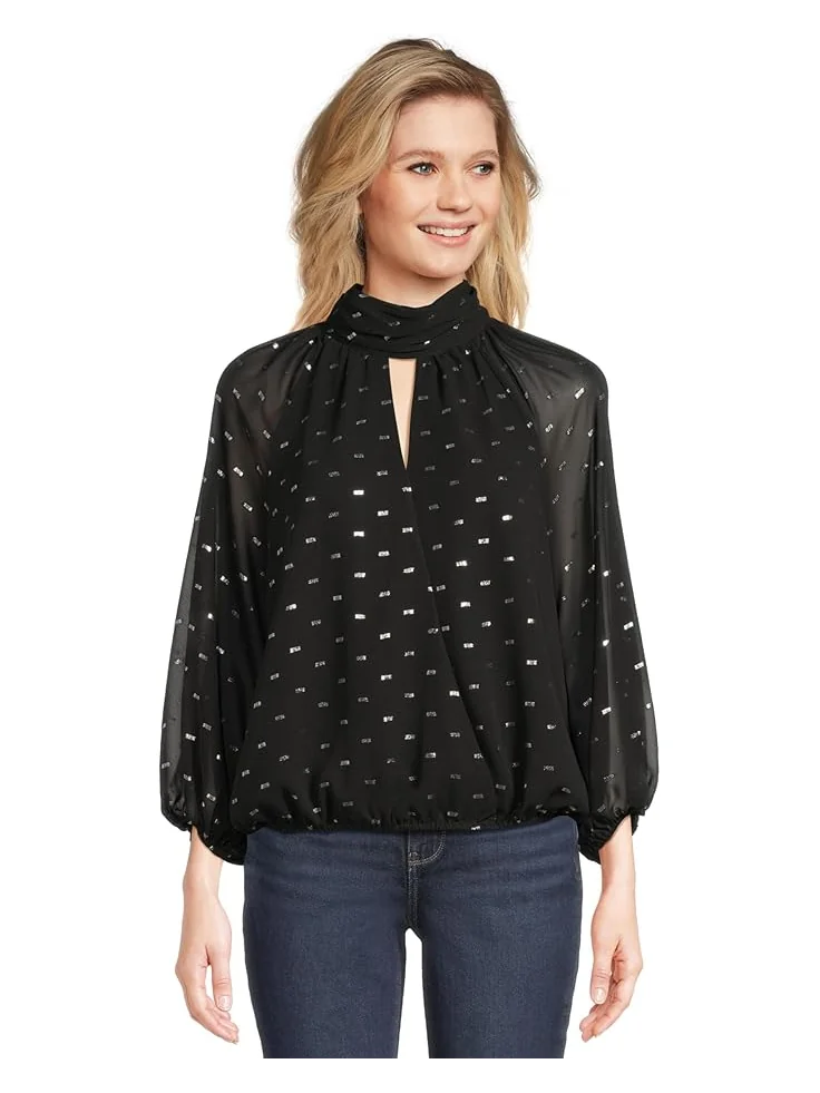 Женская блузка с воротником-стойкой и длинными рукавами Vince Camuto Mock Neck Wrapped — изображение 1 из 5