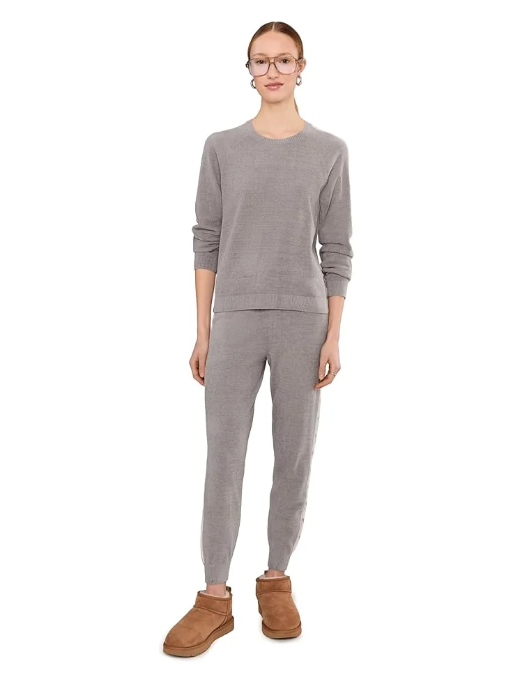 Женские спортивные брюки Barefoot Dreams Cozychic Ultra Lite Heart Stripe — изображение 2 из 5, серый/розовый песочный