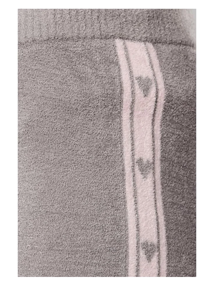Женские спортивные брюки Barefoot Dreams Cozychic Ultra Lite Heart Stripe — изображение 5 из 5, серый/розовый песочный