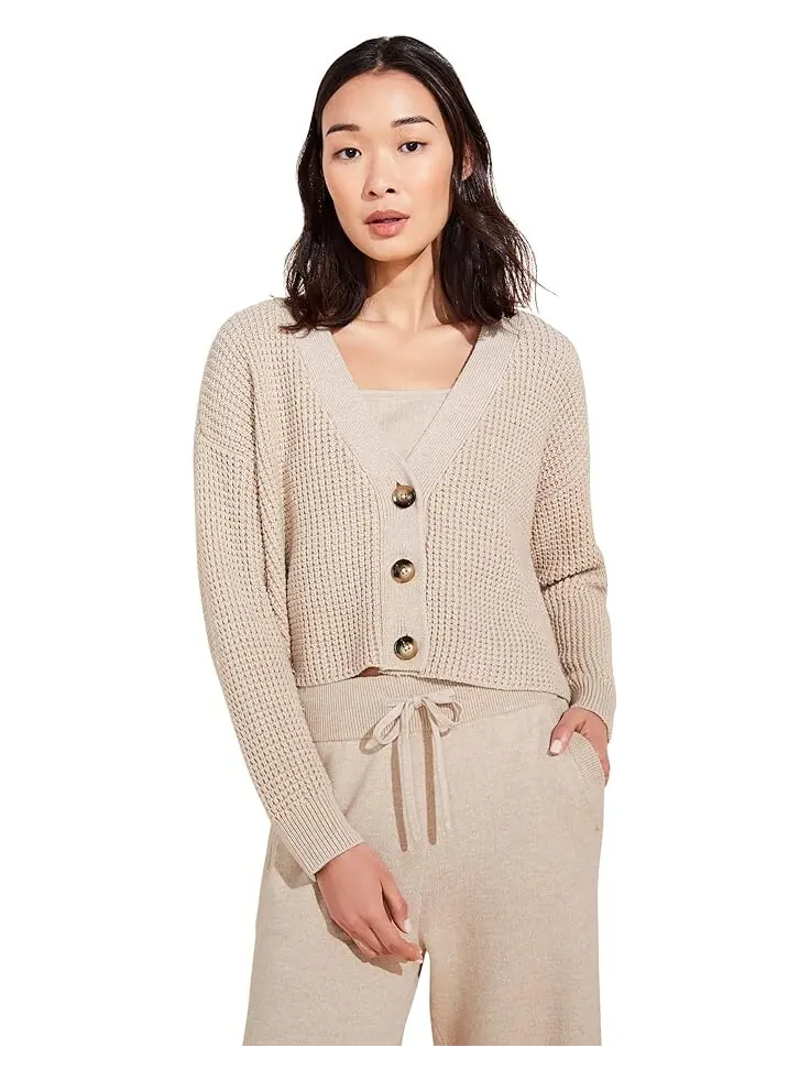 Свитер Eberjey Recycled - The Cropped Cardigan — изображение 1 из 2, овсяный
