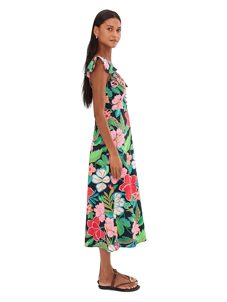 Женское платье миди Adrianna Papell 3D Floral Print — изображение 3 из 5, черный мульти