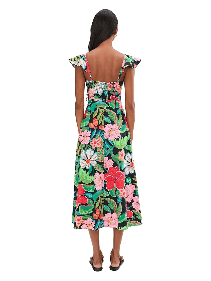 Женское платье миди Adrianna Papell 3D Floral Print — изображение 4 из 5, черный мульти