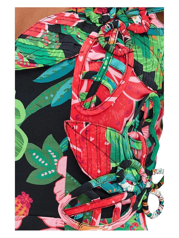Женское платье миди Adrianna Papell 3D Floral Print — изображение 5 из 5, черный мульти