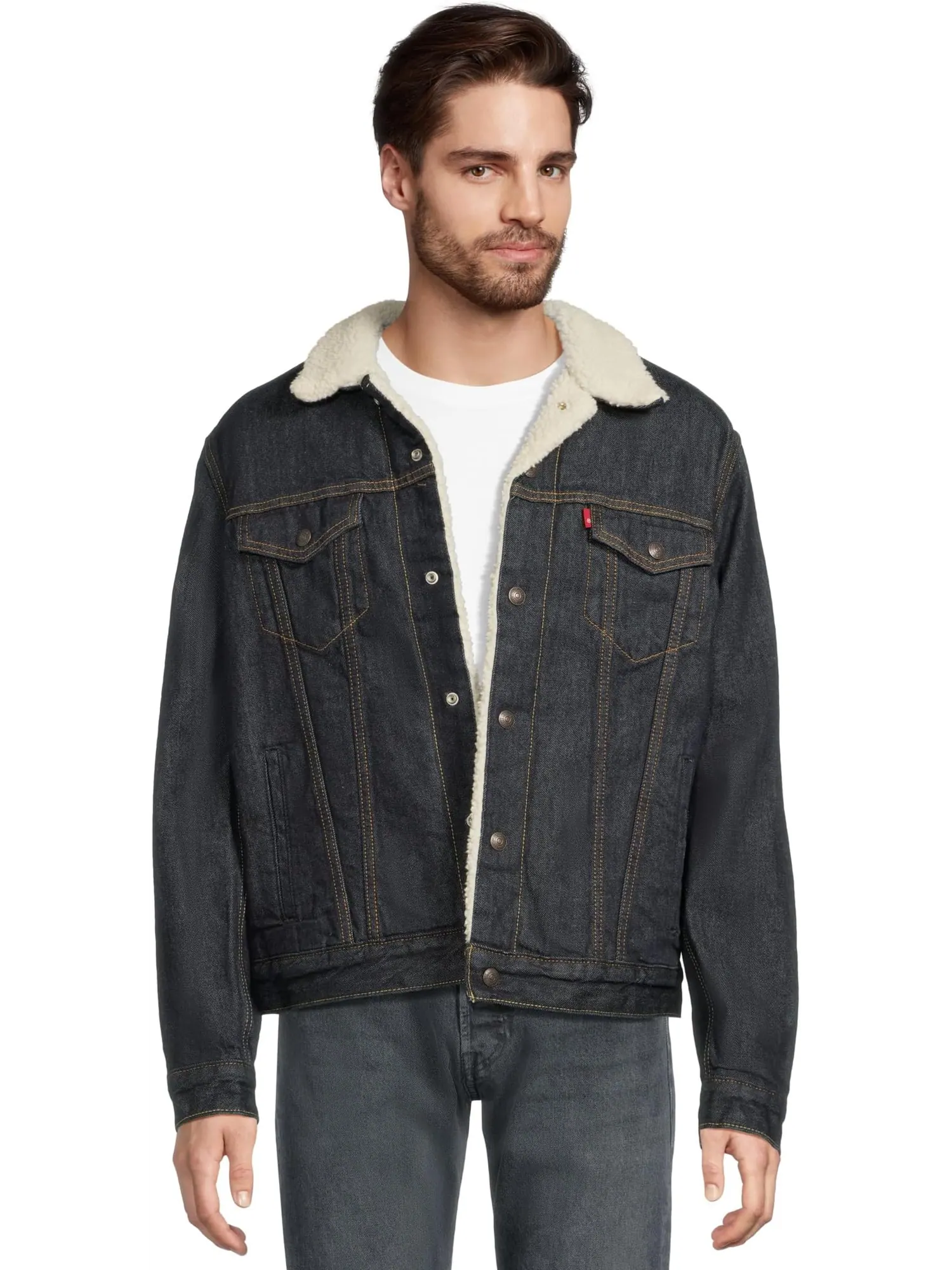 Мужская клетчатая куртка Trucker свободного кроя Levi's Mens — изображение 1 из 5, коричневый