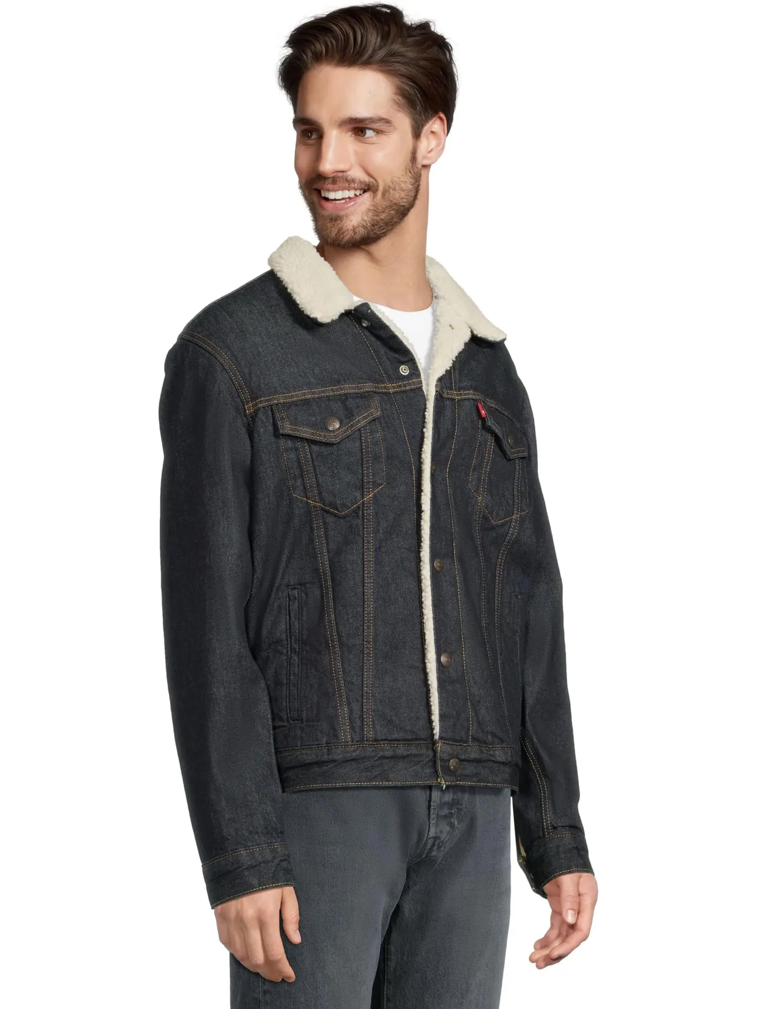 Мужская клетчатая куртка Trucker свободного кроя Levi's Mens — изображение 2 из 5, коричневый