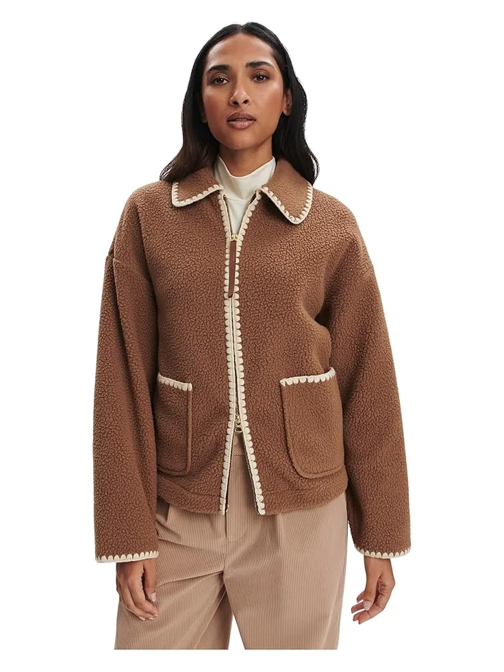 Женское пальто Varley Ruiko Zip Through Fleece — коричневый