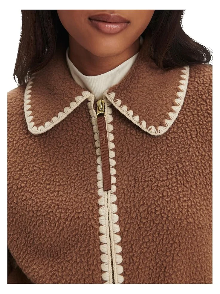 Женское пальто Varley Ruiko Zip Through Fleece — изображение 3 из 5, шоколадный
