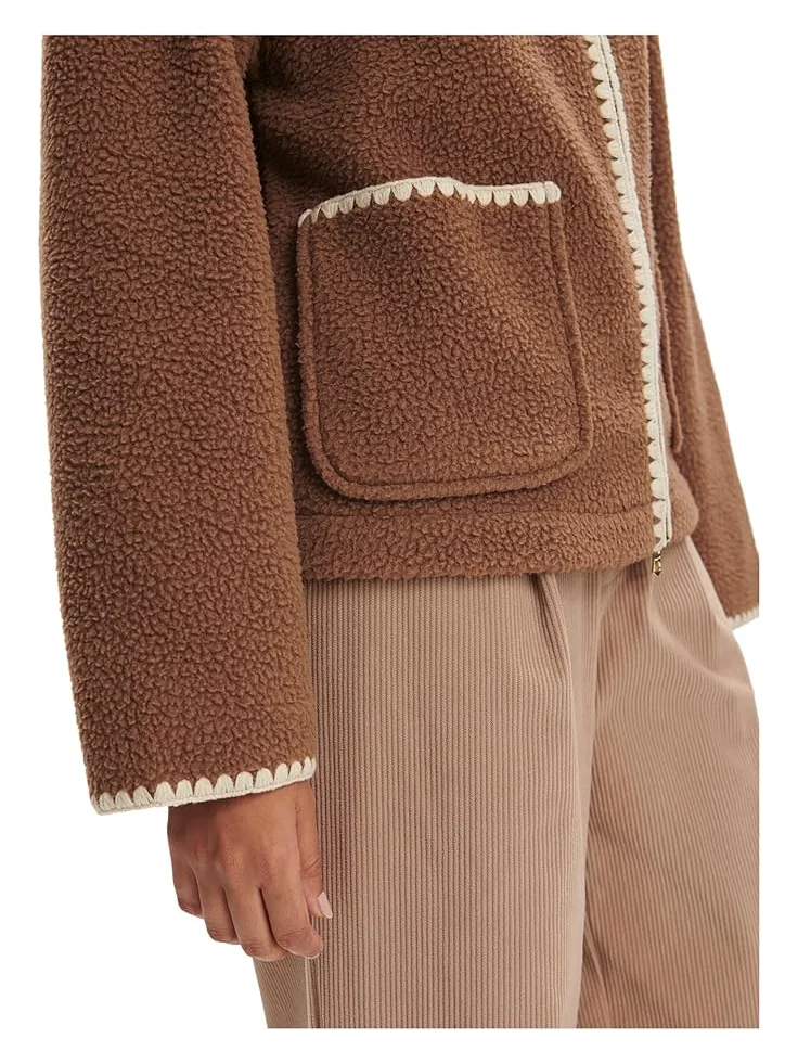Женское пальто Varley Ruiko Zip Through Fleece — изображение 4 из 5, шоколадный