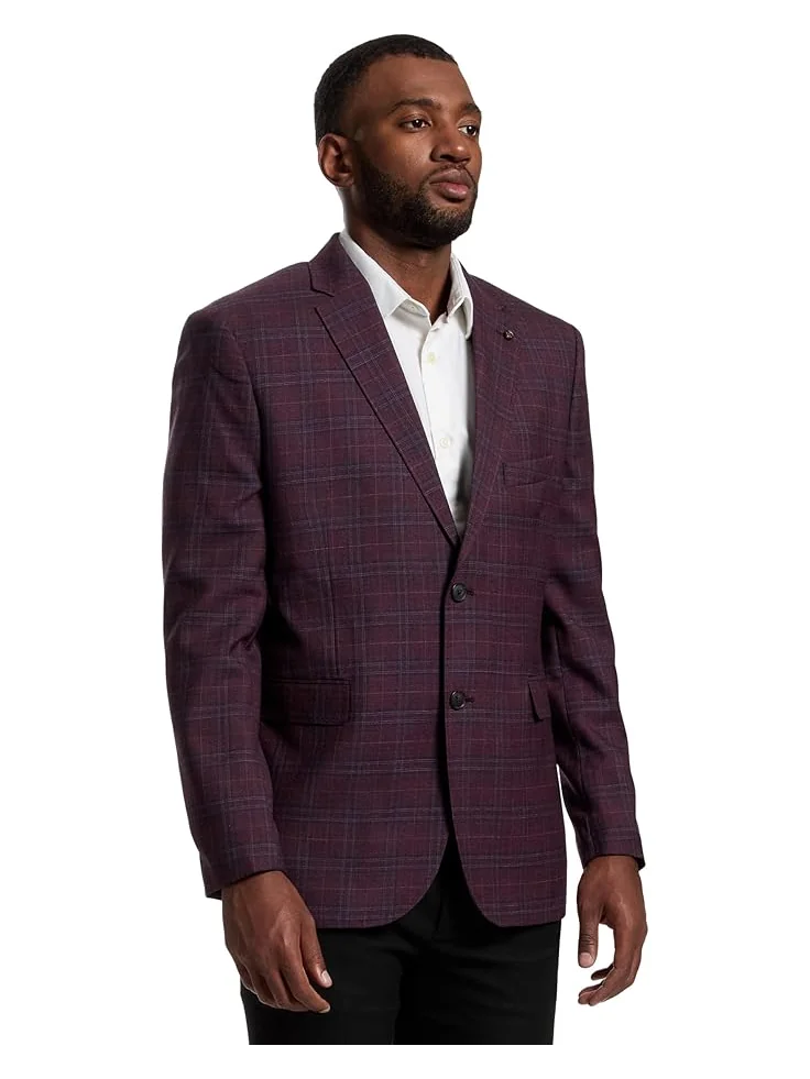 Мужской пиджак Johnston & Murphy Windowpane Plaid — изображение 2 из 5, красный