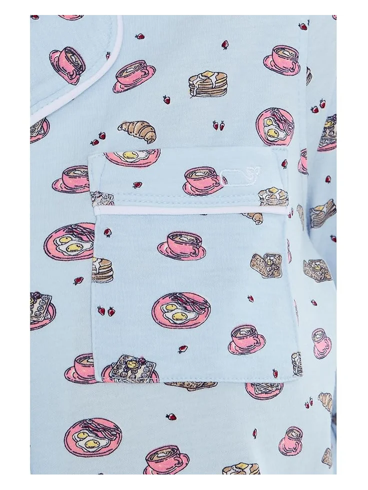 Женский пижамный комплект с длинным рукавом из пима-хлопка Vineyard Vines, Pancake/Waffle/Iw — изображение 5 из 5, желтый