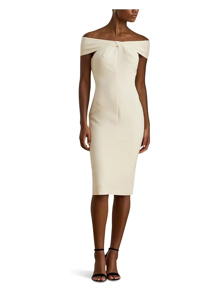 Женское коктейльное платье Lauren Ralph Lauren Twist-Front Crepe — бежевый