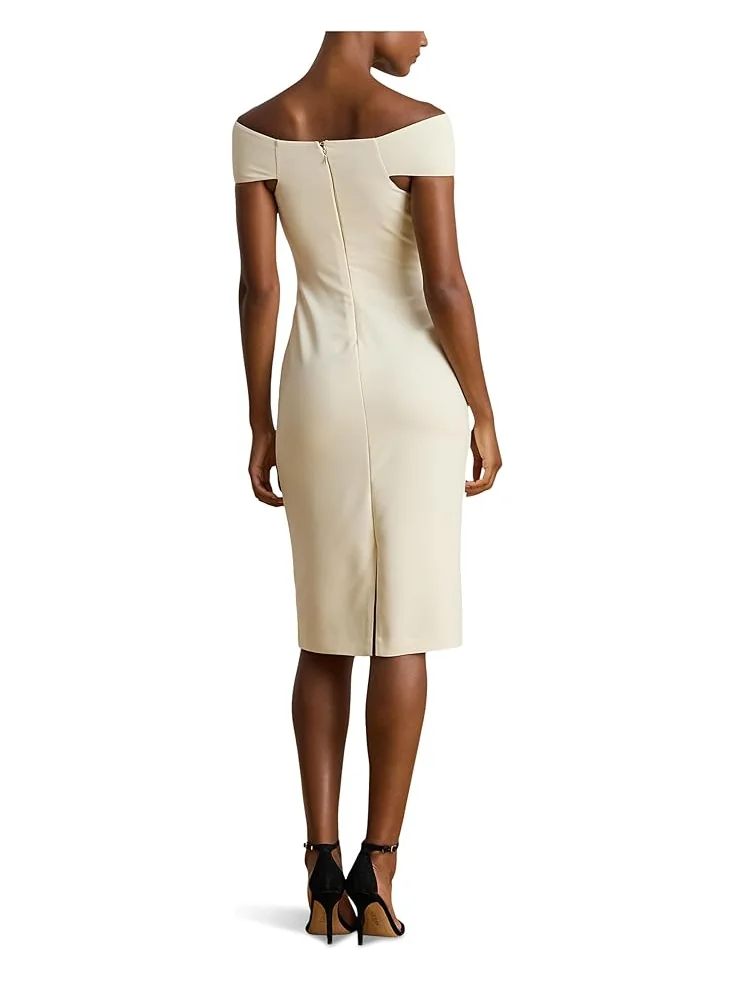 Женское коктейльное платье Lauren Ralph Lauren Twist-Front Crepe — изображение 2 из 3, кремовый