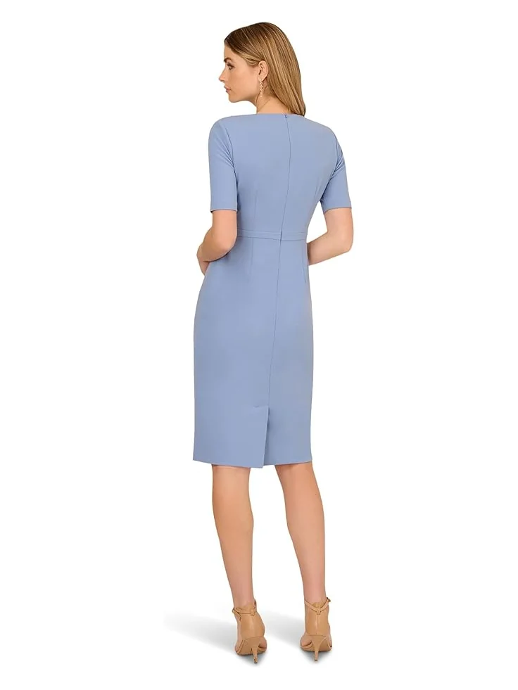 Женское платье Adrianna Papell Mini Bow Front Sheath — изображение 2 из 3, синий