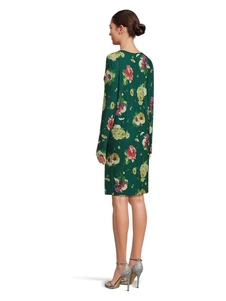 Женское платье Norma Kamali Long Sleeve Crew Dress To Knee — изображение 3 из 4, зеленый мульти