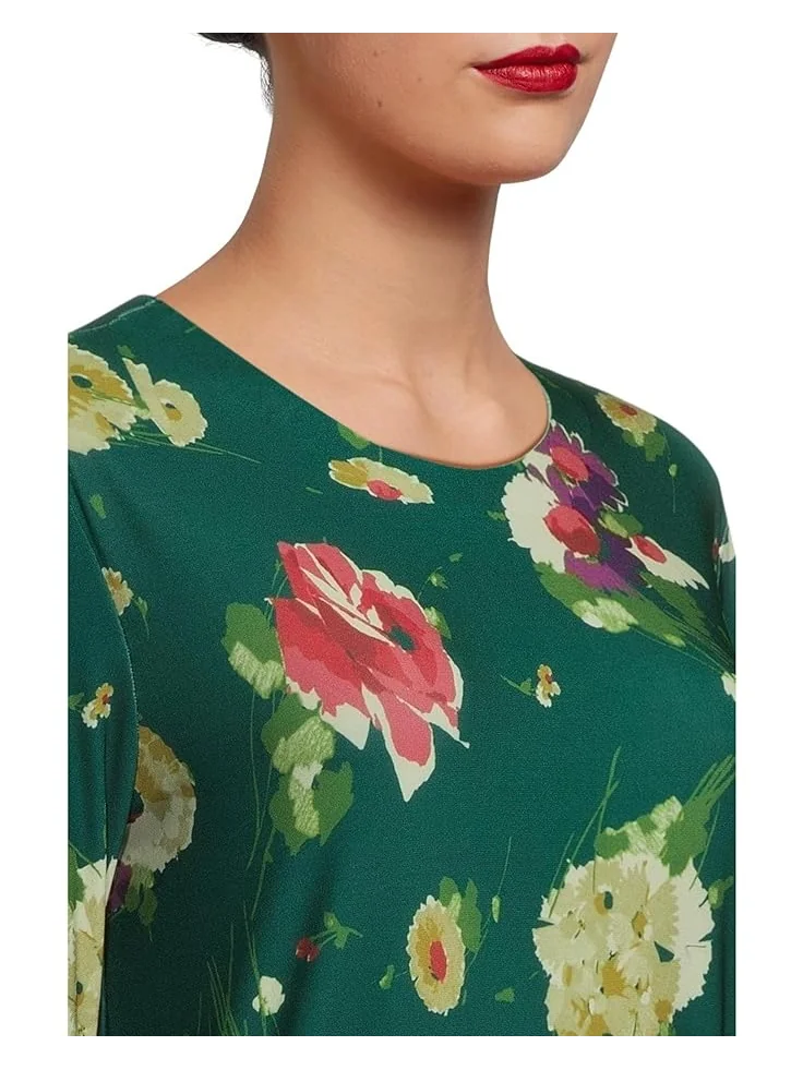 Женское платье Norma Kamali Long Sleeve Crew Dress To Knee — изображение 4 из 4, зеленый мульти