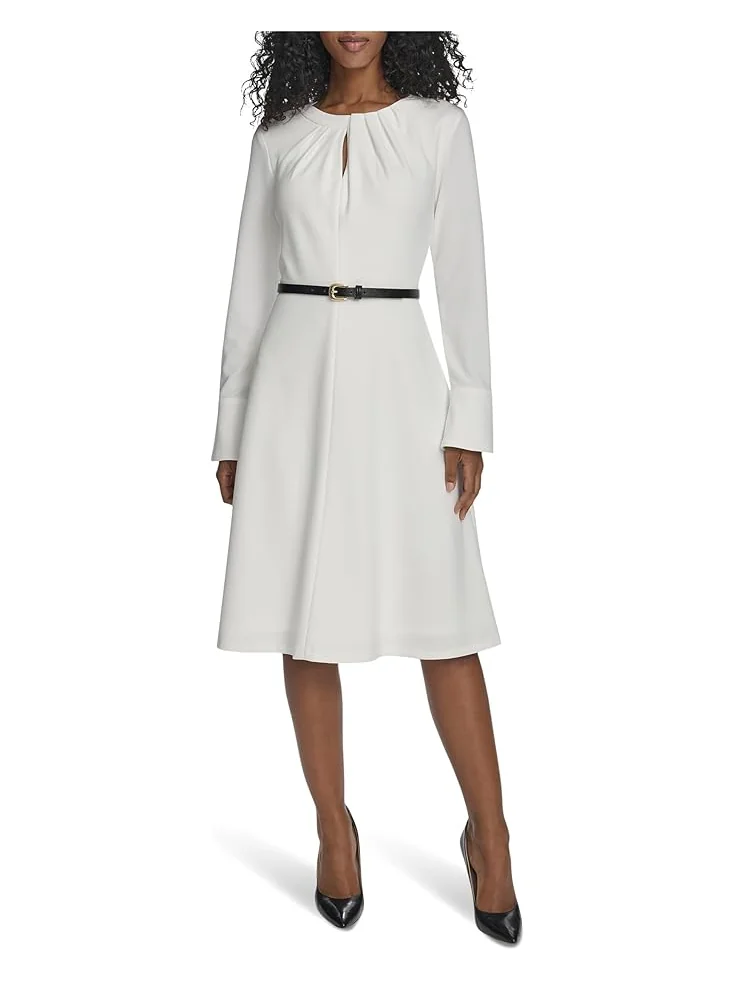 Женское платье Calvin Klein Long Sleeve Scuba Crepe Belted Alne