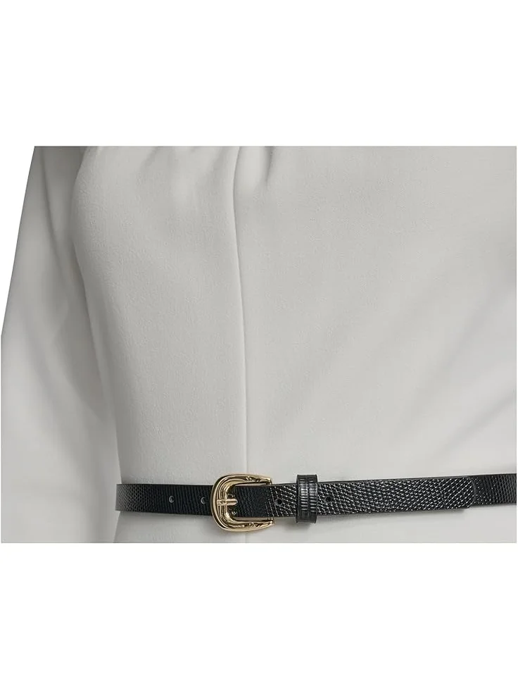 Женское платье Calvin Klein Long Sleeve Scuba Crepe Belted Alne — изображение 5 из 5, бежевый