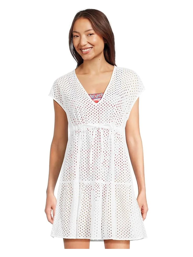 Женское платье Tommy Bahama Eyelet Cove V-Neck Short — белый