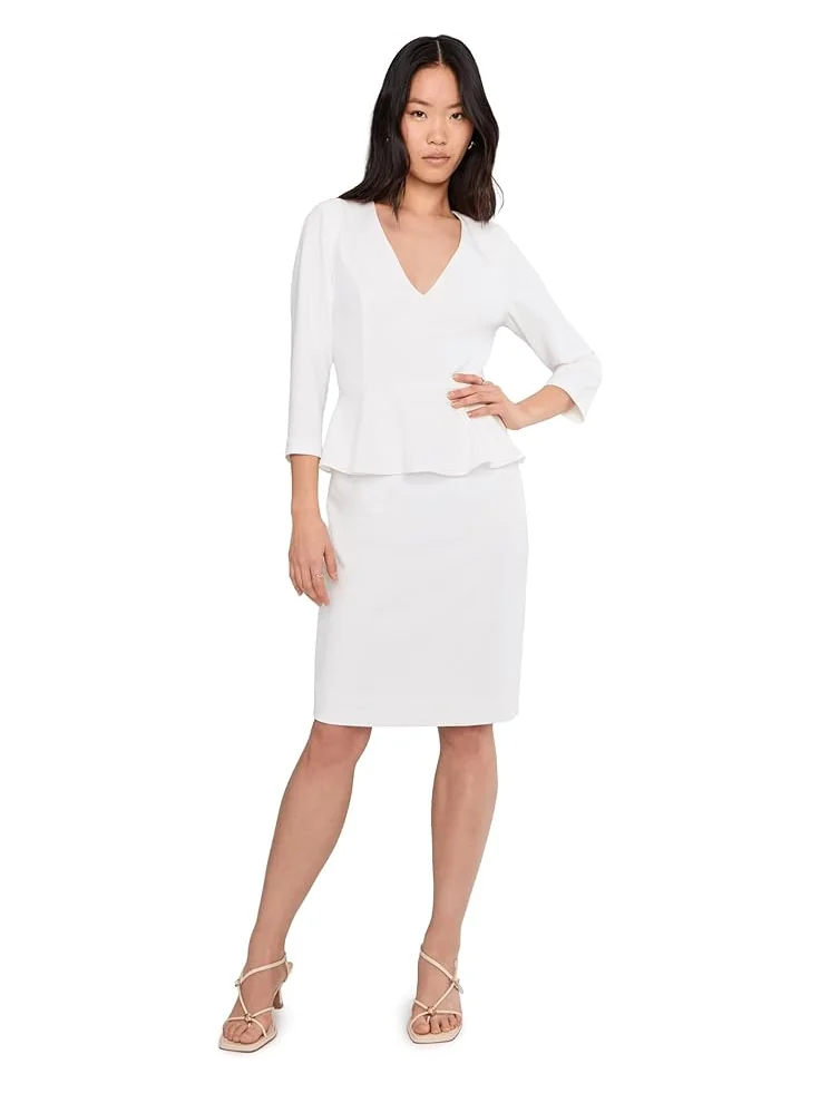 Женское короткое платье с плиссированной баской Adrianna Papell Crepe Peplum — белый