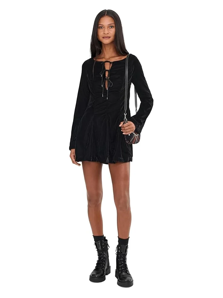 Женское мини-платье Free People Linney Velvet — изображение 2 из 5, черный