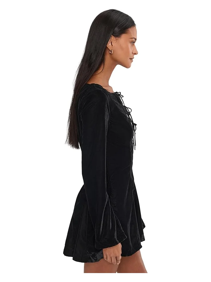 Женское мини-платье Free People Linney Velvet — изображение 3 из 5, черный