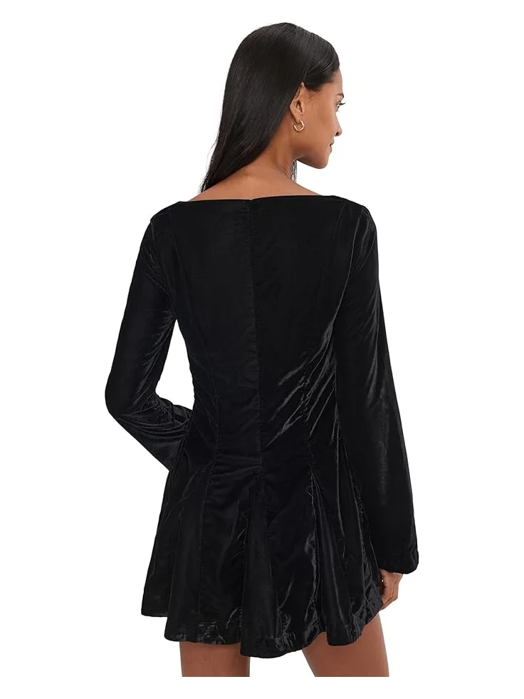 Женское мини-платье Free People Linney Velvet — изображение 4 из 5, черный