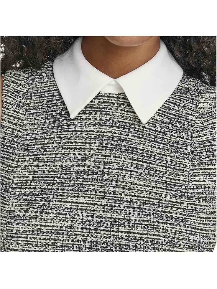 Женское платье Calvin Klein Sleeveless Tweed A-Line With Collar — изображение 5 из 5, черный кремовый