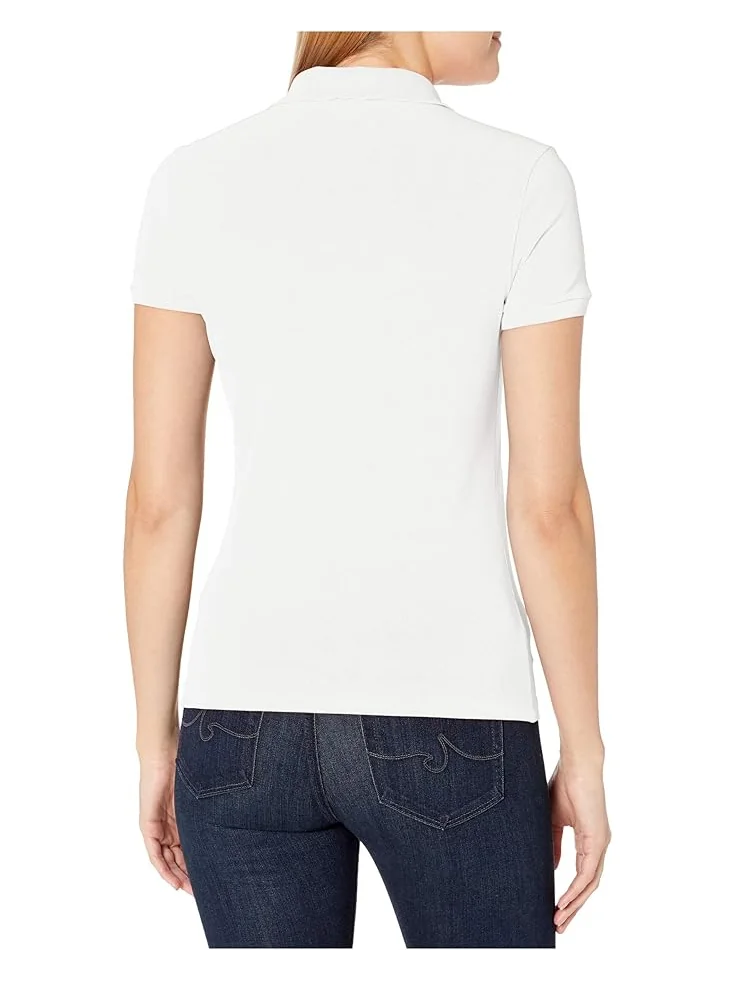 Женская поло Lacoste с коротким рукавом, Slim Fit, из стрейч-пике — изображение 2 из 3, белый