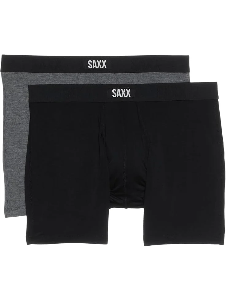 Мужские трусы Saxx Vibe Xtra Super Soft Boxer Brief Fly 2-pack SAXX UNDERWEAR — изображение 1 из 1, черный/темный серый