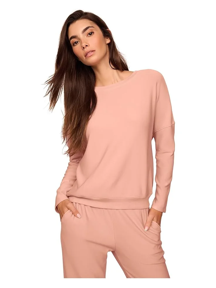 Женский свитшот Eberjey Softest Sweats для сна — изображение 1 из 2, розовый