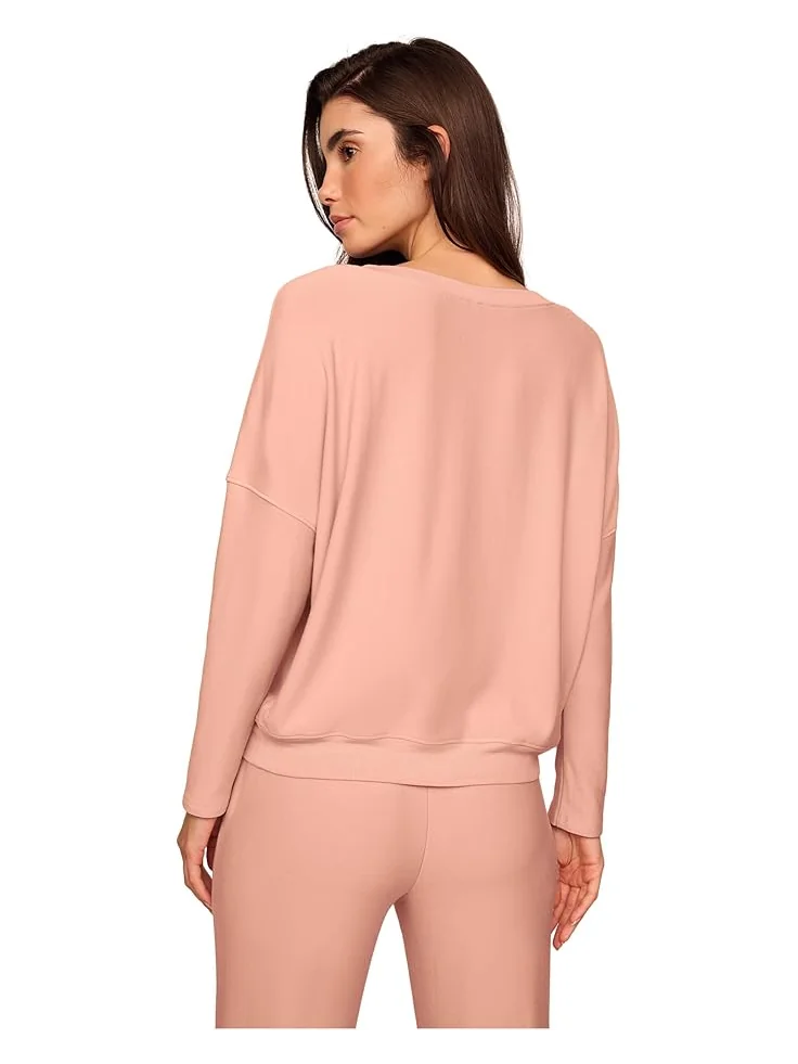 Женский свитшот Eberjey Softest Sweats для сна — изображение 2 из 2, розовый