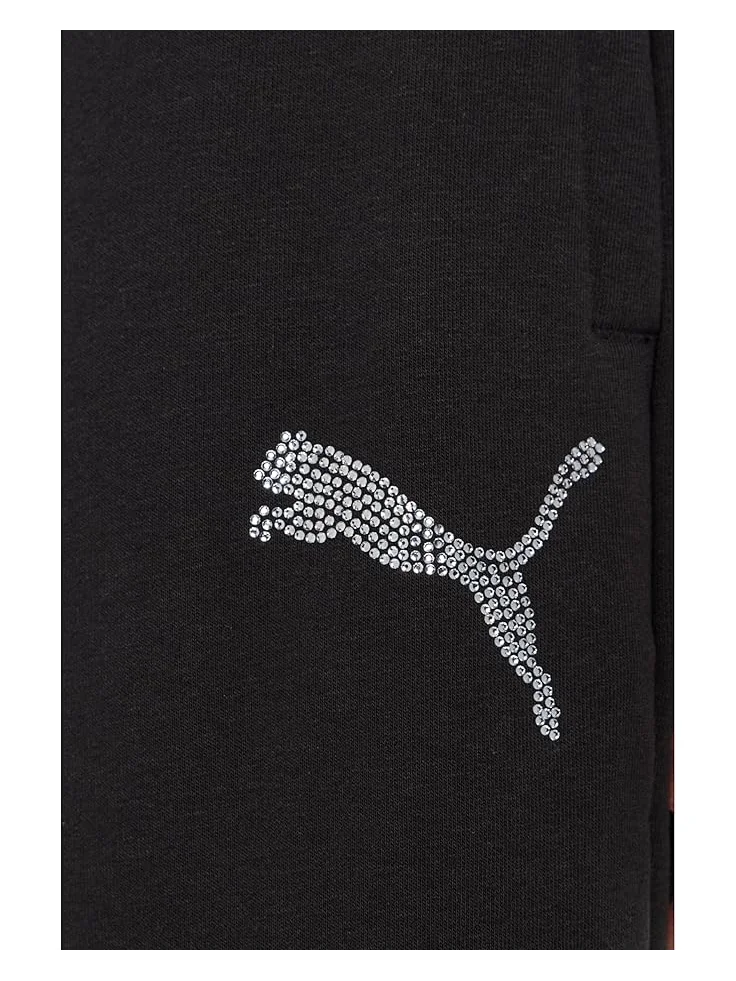 Женские брюки PUMA Essentials Graphics Leo Luxe Bedazzled Slouchy — изображение 5 из 5, черный