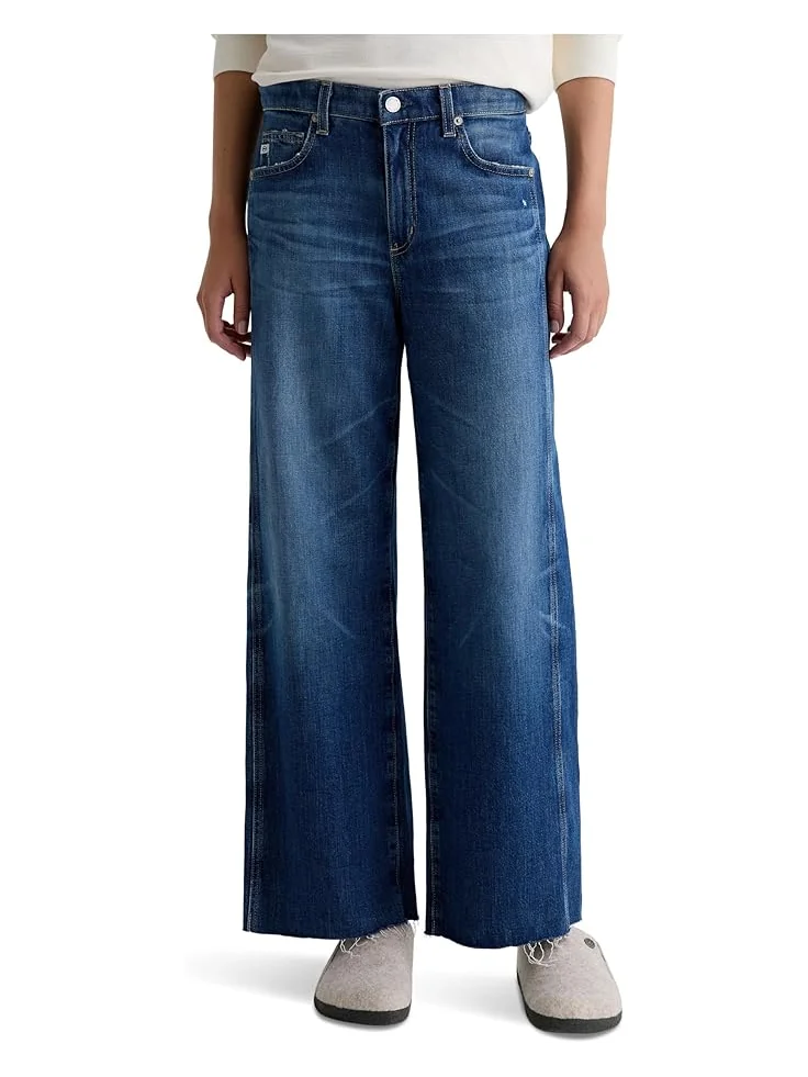 Женские джинсы AG Jeans Saige Mid Rise Wide Leg Crop — изображение 1 из 5, серый