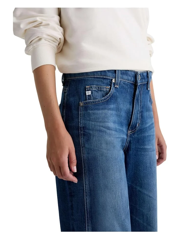 Женские джинсы AG Jeans Saige Mid Rise Wide Leg Crop — изображение 3 из 5, серый