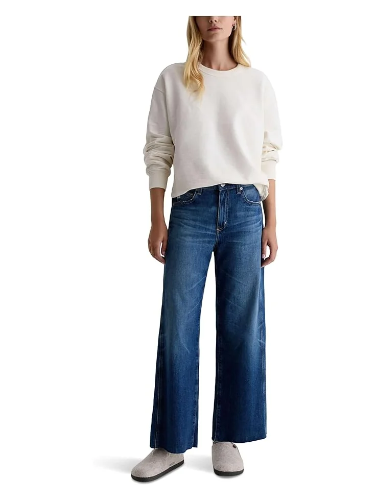Женские джинсы AG Jeans Saige Mid Rise Wide Leg Crop — изображение 5 из 5, серый