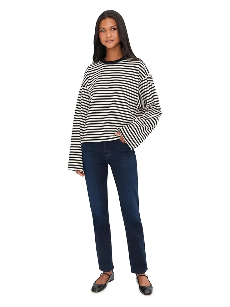 Женские джинсы AG Jeans Mari Mid Rise Slim Straight, 3 Years Gravity — изображение 2 из 5, серый