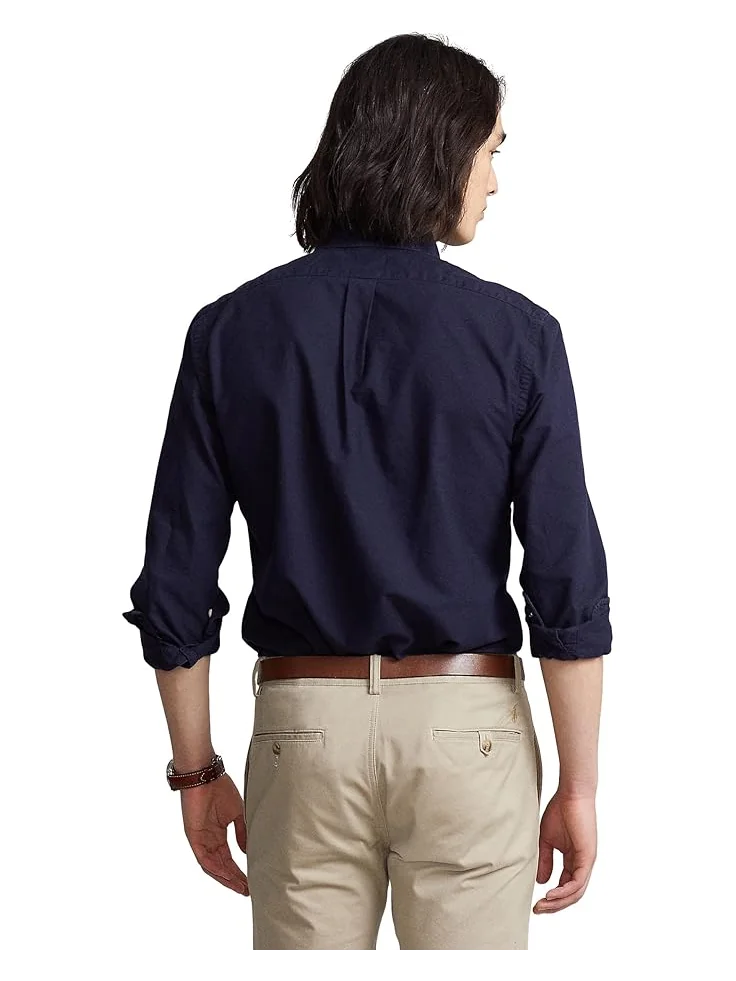 Мужская классическая рубашка Oxford Polo Ralph Lauren Classic Fit Garment Dyed — изображение 2 из 4, темно-синий