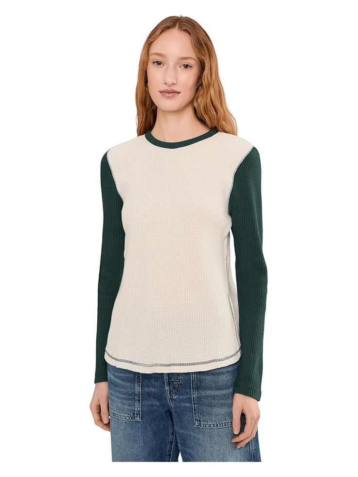 Женская футболка Faherty Apres Waffle Layering, Seamoss Varsity — зеленый