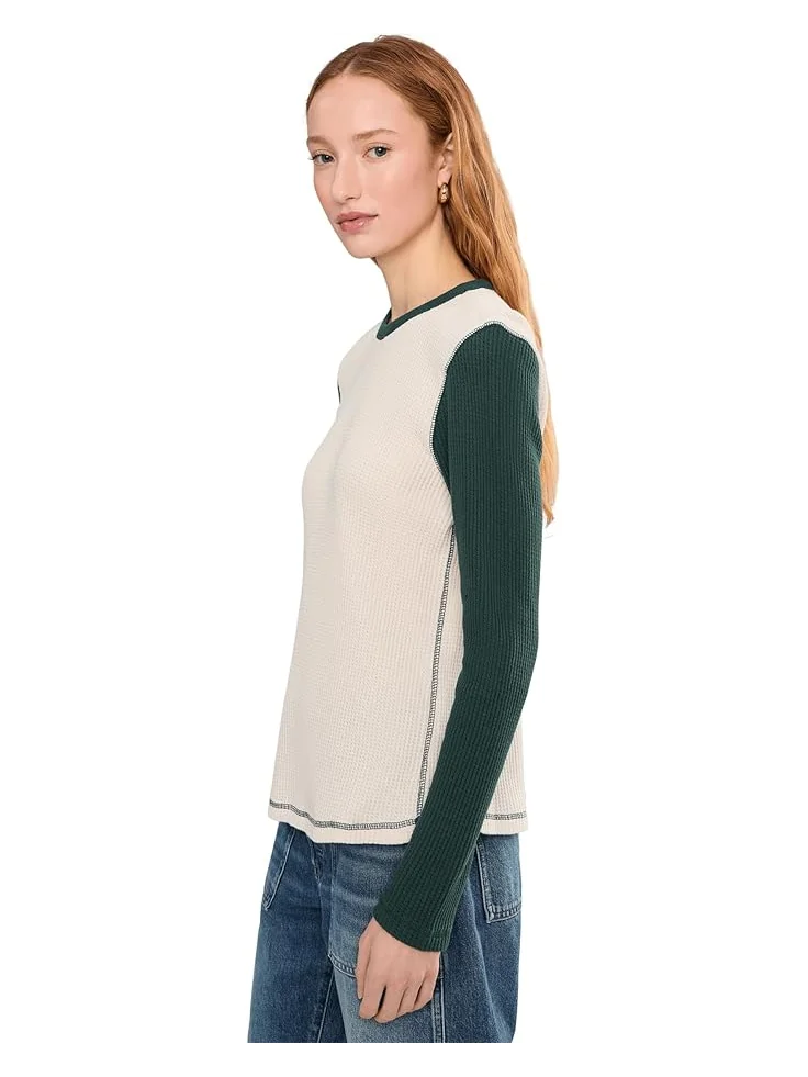 Женская футболка Faherty Apres Waffle Layering, Seamoss Varsity — изображение 3 из 5, зеленый
