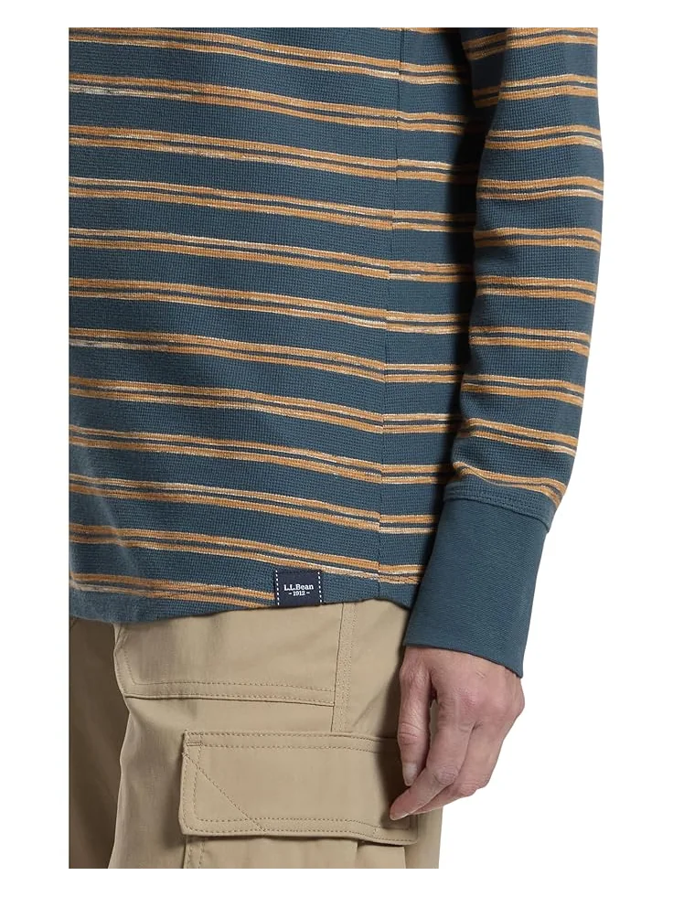 Женская футболка L.L.Bean Unshrinkable Mini-Waffle Tee Long Sleeve Crew Neck Stripe — изображение 4 из 5, синий
