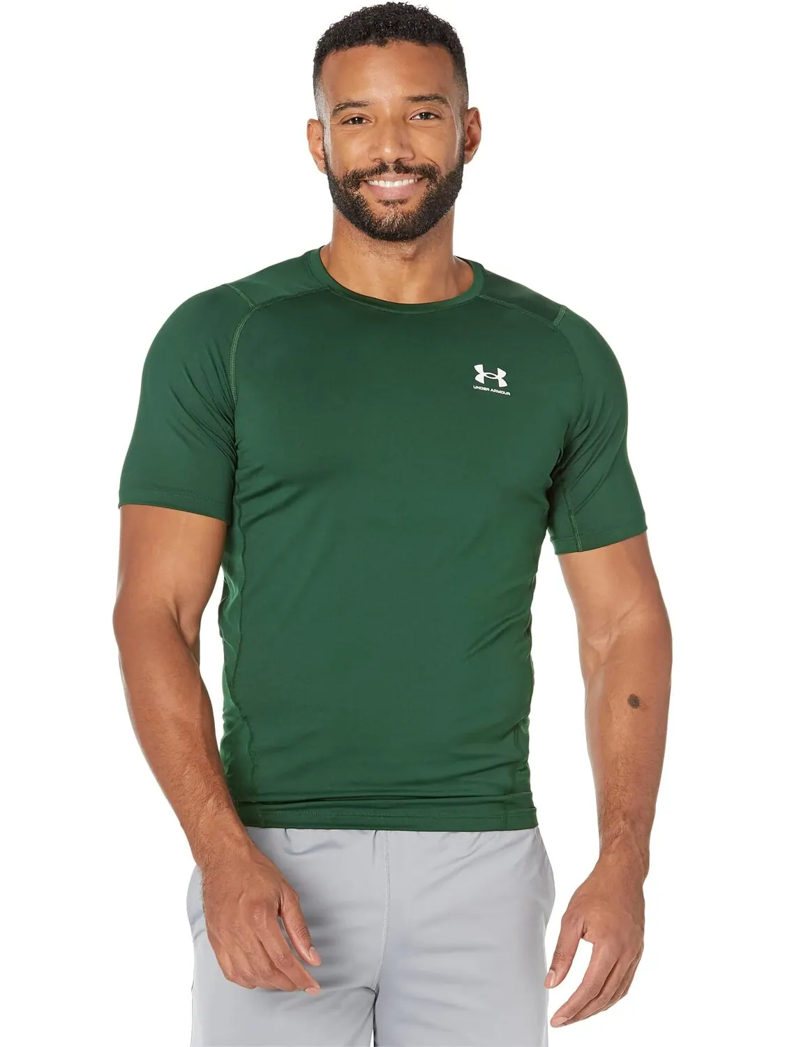 Компрессионный рукав Heatgear Armor с коротким рукавом Under Armour — изображение 1 из 4, зеленый/белый