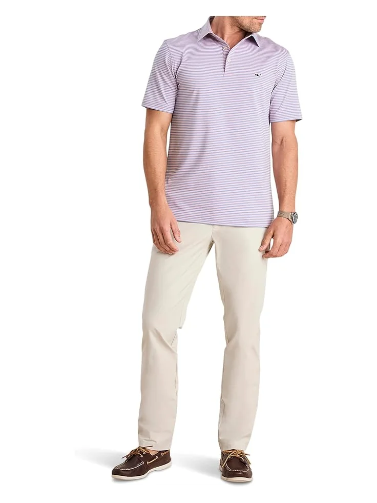 Мужская поло Vineyard Vines Bradley Stripe Sankaty, Hibiscus Tejeda — изображение 3 из 3, коричневый