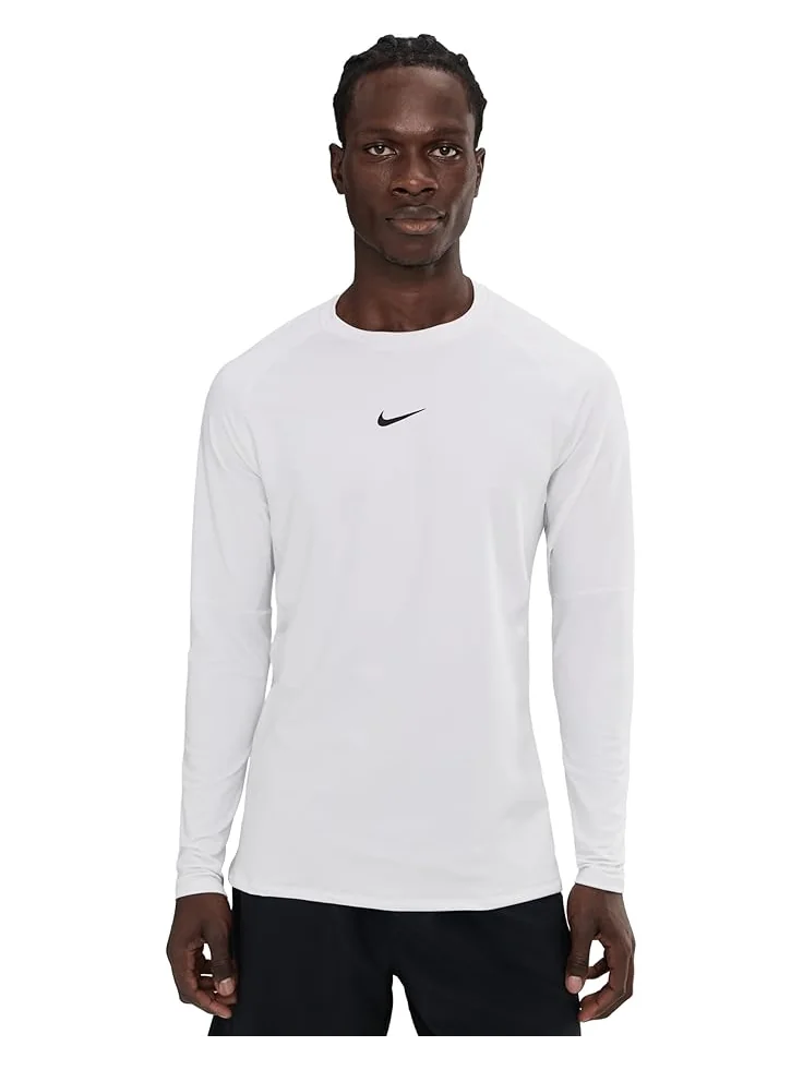 Мужская футболка Nike Pro Top Warm Long Sleeve Crew — изображение 1 из 5, белый/черный