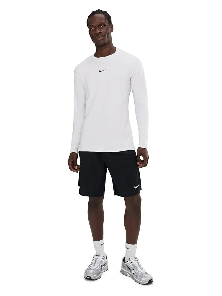 Мужская футболка Nike Pro Top Warm Long Sleeve Crew — изображение 2 из 5, белый/черный