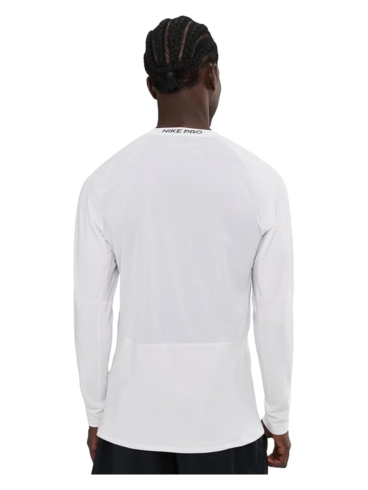 Мужская футболка Nike Pro Top Warm Long Sleeve Crew — изображение 4 из 5, белый/черный