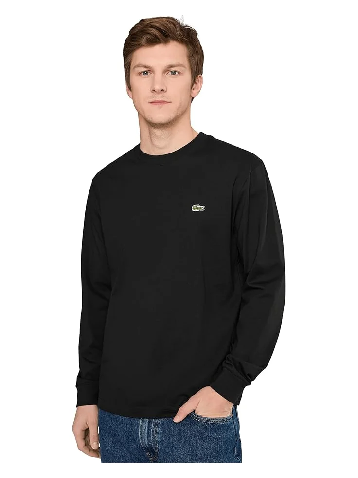 Мужская хлопковая футболка Lacoste Long Sleeved — изображение 1 из 5, черный