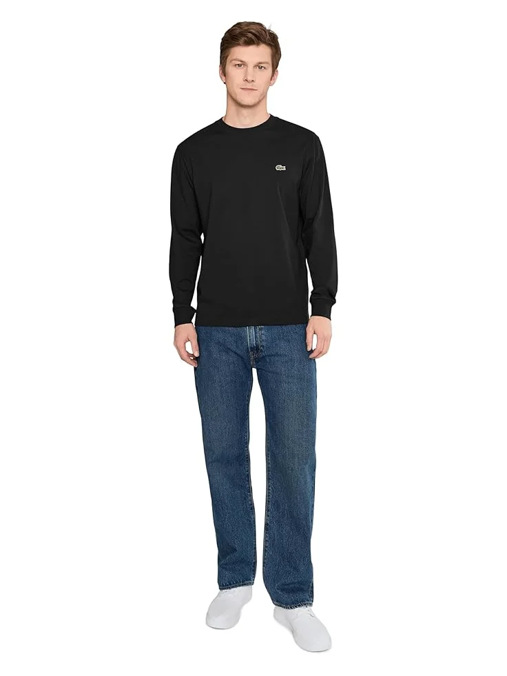 Мужская хлопковая футболка Lacoste Long Sleeved — изображение 2 из 5, черный