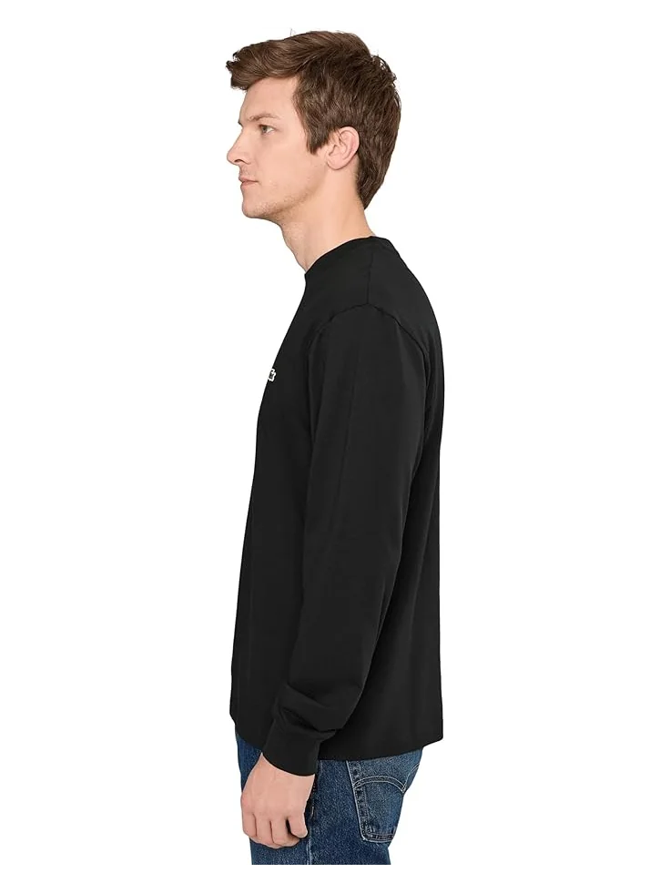 Мужская хлопковая футболка Lacoste Long Sleeved — изображение 3 из 5, черный