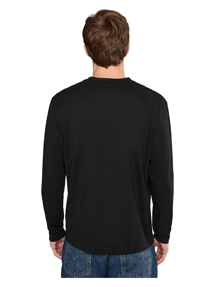 Мужская хлопковая футболка Lacoste Long Sleeved — изображение 4 из 5, черный